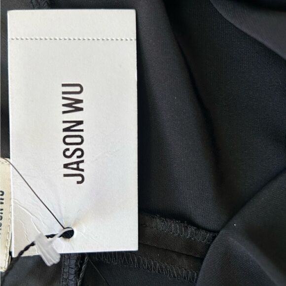 Jason Wu Black Ruched Front Tie Shoulder Maxi Dress Size Large - Picture 6 of 10